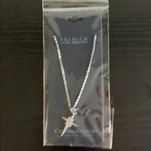 Rhinestone cross silver necklace